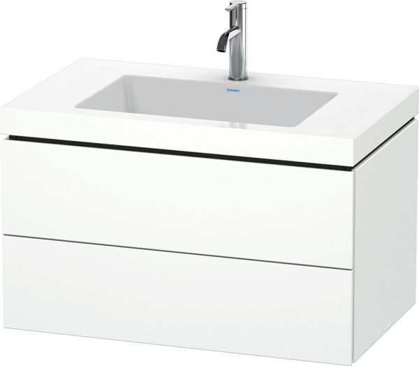 Duravit L-Cube c-bonded Set 80x48cm mit Vero Air Waschtisch mit 2 Schubladen, mit Hahnloch weiß matt LC6927O1818