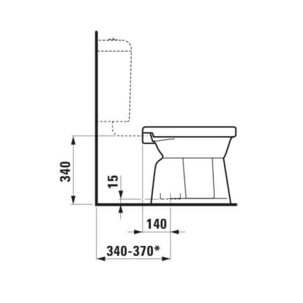 Laufen Object Stand-WC, Flachspüler für 6l-Spülung, weiß_Abgang senkrecht