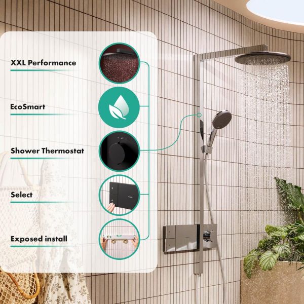 hansgrohe Raindance Alive S Duschsystem 300 EcoSmart, ShowerSelect Comfort, schwarz matt