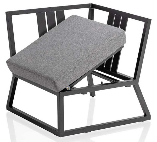 KETTLER OCEAN SKID Lounge-Set inkl. Sessel, ohne Tisch, anthrazitgrau/hellgrau-meliert/Teak