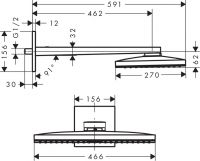 Vorschau: Axor ShowerSolutions Kopfbrause 460/300 1jet mit Brausearm und eckiger Rosette