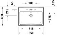 Vorschau: Duravit D-Neo Waschtisch rechteckig 65x48cm, mit Hahnloch und Überlauf, weiß 2367650000