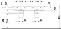 Vorschau: Duravit ME by Starck Doppelwaschtisch rechteckig 130x49cm, mit Überlauf, ohne Wondergliss, weiß 2336133200
