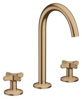 AXOR One 3-Loch Waschtischarmatur 170 mit Kreuzgriffen & Push-Open Ablaufgarnitur, brushed bonze 4804140