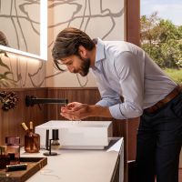 Vorschau: hansgrohe Xuniva Evo E Aufsatzwaschtisch 40x40cm mit Ablaufventil, SmartClean & HygieneEffect, weiß