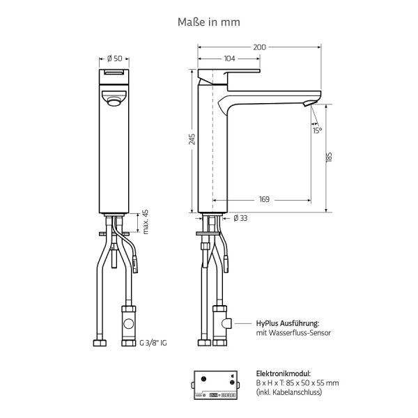 WimTec PROOF K4 HyPlus Küchenarmatur Hochdruck-Mischwasser 9V Batteriebetrieb, chrom