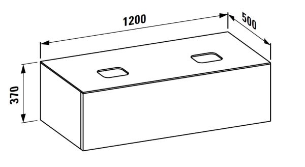 Laufen IL BAGNO ALESSI ONE Schubladenelement, Ausschnitt links & rechts, zu Waschtisch H81897 5_6 techn. Zeichnung