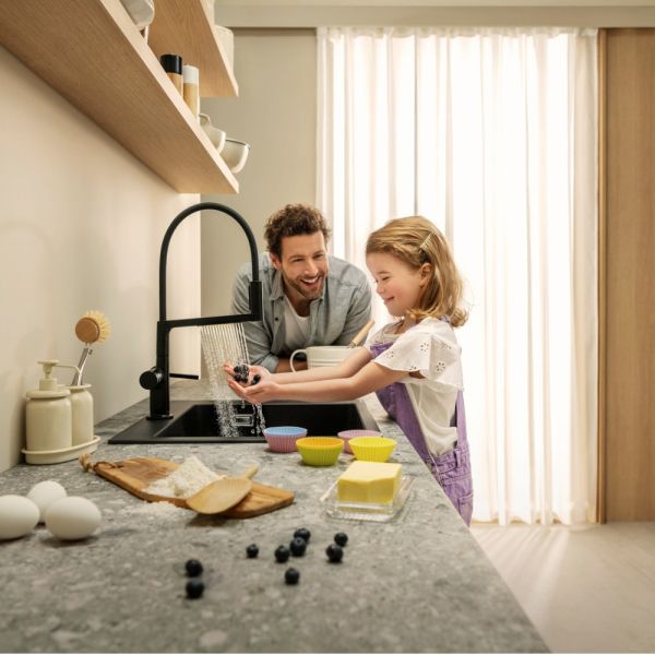 hansgrohe Talis Select M54 Einhebel-Küchenmischer, schwenkbar, 3jet, schwarz matt