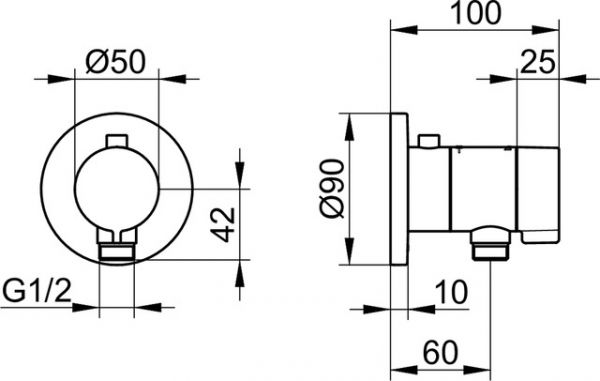 Keuco IXMO Solo Thermostatarmatur m. Schlauchanschluss, Rosette rund