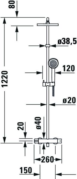 Duravit B.1 Shower System/Duschsystem mit Brausethermostat, chrom