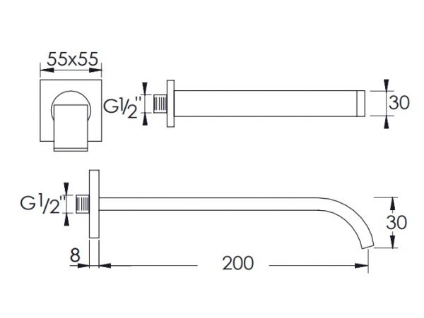 Steinberg Serie 135 Wand-Auslauf für Waschtisch oder Wanne mit Schwallauslauf, chrom