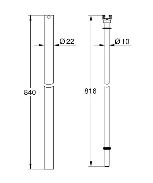 Grohe Ersatzrohr für Duschsysteme 15cm kürzer, chrom 48515000 1