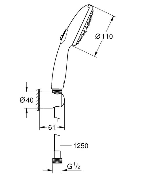 Grohe Tempesta 110 Wandhalterset mit Brauseschlauch 125cm, 2 Strahlarten, 5,6 l/min, chrom