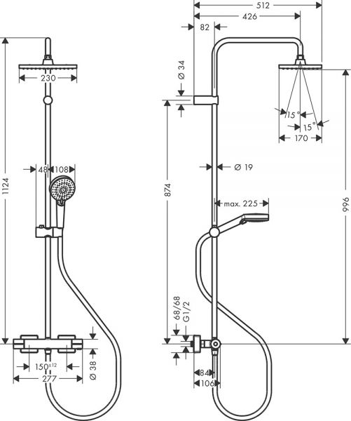 Hansgrohe Vernis Shape Duschsystem 230 chrom 26286000