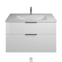 Vorschau: Burgbad Eqio Glas-Waschtisch mit Waschtischunterschrank, weiß hochglanz, Griff schwarz matt SEYX102F2009A0070G0200 2