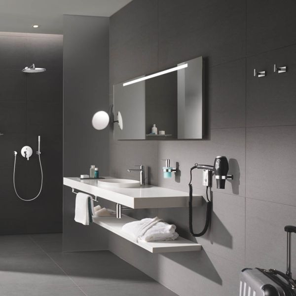 Grohe Lineare Badarmatur S-Size, Zugstangen-Ablaufgarnitur, wassersparend, chrom