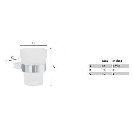 Smedbo Air Zahnputzbecherhalter mit mattem Glas, Wandmodell, chrom