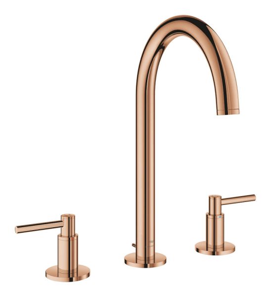 Grohe Atrio 3-Loch Waschtischarmatur L-Size mit Ablaufgarnitur, wassersparend, warm sunset 20649DA0