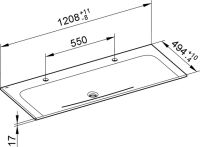 Vorschau: Keuco X-Line Keramik-Waschtisch mit 2x1 Hahnloch, 120,8x1,7x49,4cm 33180311202