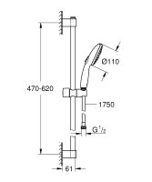 Vorschau: Grohe Tempesta 110 Brausestangenset 60cm, 2 Strahlarten, 7,4 l/min, matt black