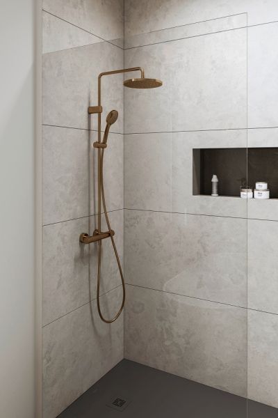 Duravit Shower System/Duschsystem MinusFlow mit Brausethermostat, bronze gebürstet