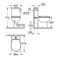 Vorschau: Grohe Bau Keramik Stand-WC-Kombination-SET mit Dual Flush, weiß