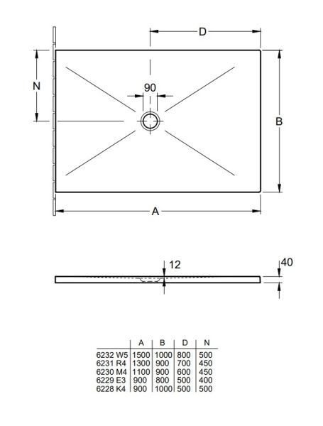 Villeroy&Boch Subway Infinity Keramik-Duschwanne 90x80cm, weiß