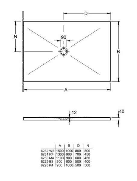 Villeroy&Boch Subway Infinity Keramik-Duschwanne, 90x80x4cm, weiß