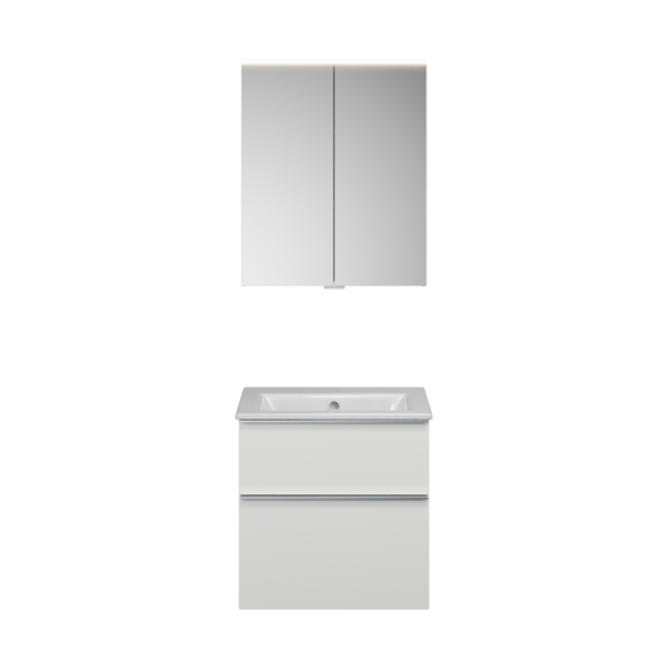 Burgbad Eqio Slim Badmöbel-Set 65cm, LED-Spiegelschrank, Waschtisch, Unterschrank, weiß glanz SHCP062F2009C0001G0251