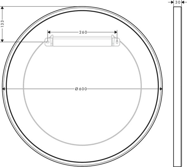 AXOR Universal Circular Wandspiegel rund 60cm, weiß matt