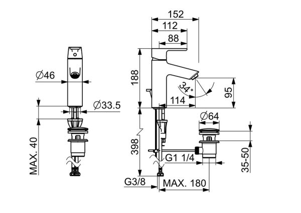 Hansa Hansavantis XL Waschtischarmatur mit Ablaufgarnitur, chrom