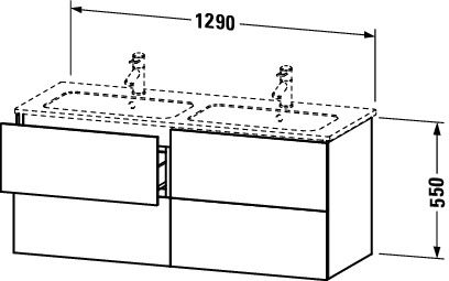 Duravit L-Cube Waschtischunterschrank wandhängend 129x48cm mit 4 Schubladen für ME by Starck 233613