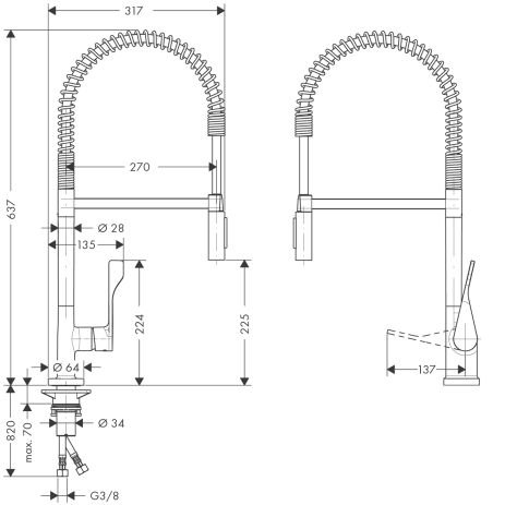 Axor Citterio Einhebel-Küchenmischer Semi-Pro, edelstahl-optik