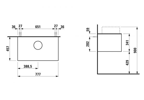 Laufen Sonar Schubladenelement mit 1 Auszug, Breite 77,5cm H4054110341421_1