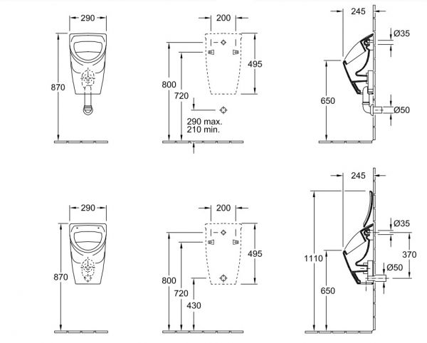 Villeroy&Boch Absaug-Urinal Compact für Deckel