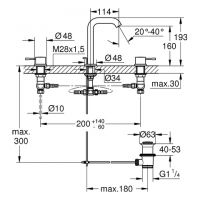 Vorschau: Grohe Essence 3-Loch-Waschtischbatterie M-Size, mit Zugstangen-Ablaufgarnitur, chrom