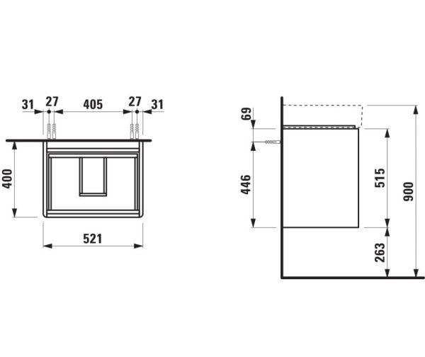 Laufen Base 2.0 Waschtischunterbau 52cm für Val Waschtisch H810282