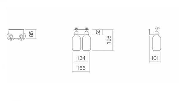 Alape Assist Duschablage mit 2 Seifenspendern, mattschwarz pulverbeschichtet AS.134.LO2