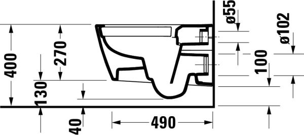Duravit Viu Wand-WC 57x37cm, eckig, WonderGliss, rimless, Durafix, weiß