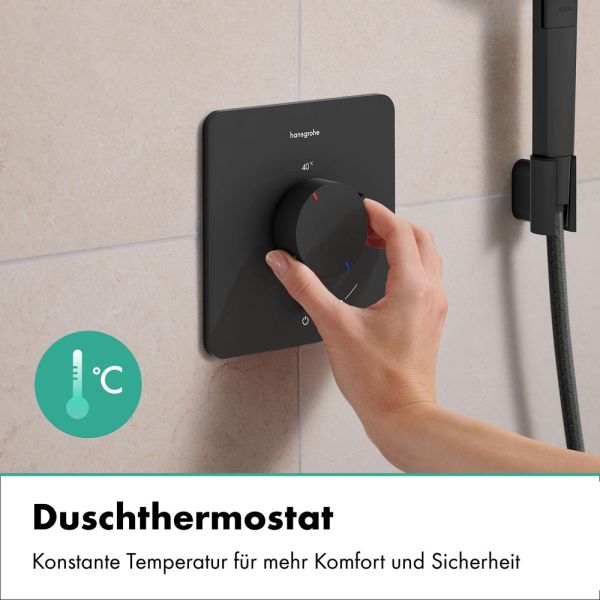 hansgrohe Ecostat Comfort Q Thermostat Unterputz 1 Funktion, schwarz matt