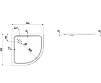 Vorschau: Laufen Platina Duschwanne Viertelkreis 90x90cm extraflach, Einbauhöhe 2,5cm