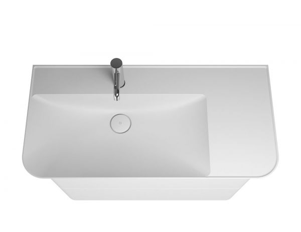Burgbad Iveo Mineralguss-Waschtisch mit Unterschrank und LED-Beleuchtung, 2 Auszüge, 80cm weiß hochglanz