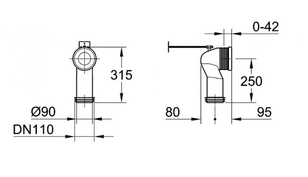 Grohe WC-Ablaufbogen vertikal 93,5 bis 137mm