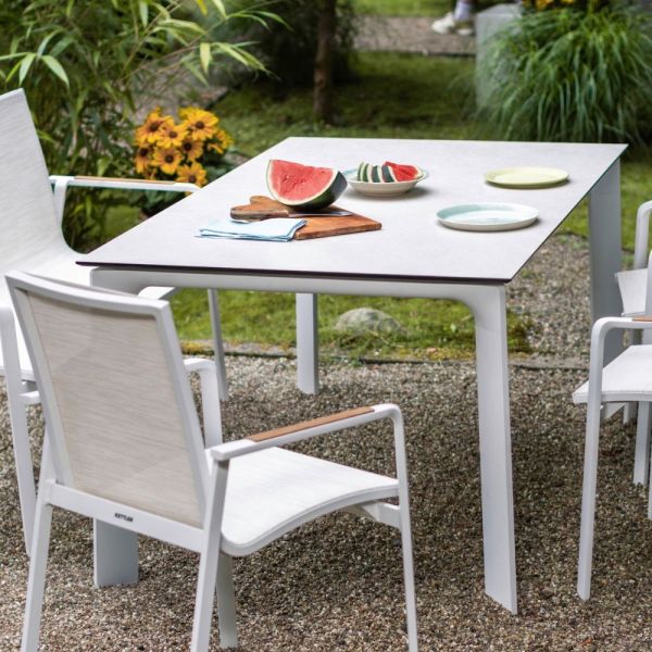 KETTLER DINING DIAMOND Dining-Set inkl. Tisch, weiß matt/ beige