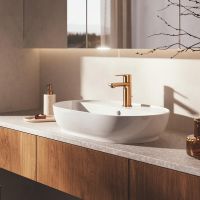 Grohe Lineare Waschtischarmatur XS-Size mit Push-open Ablaufgarnitur, warm sunset gebürstet 23791DL1