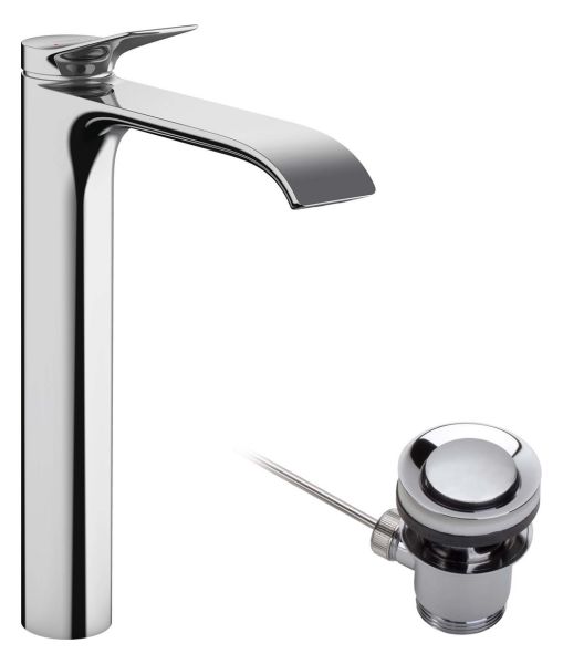 Hansgrohe Vivenis Einhebel-Waschtischarmatur 250 für Waschschüsseln mit Zugstangen-Ablaufgarnitur, chrom 75040000