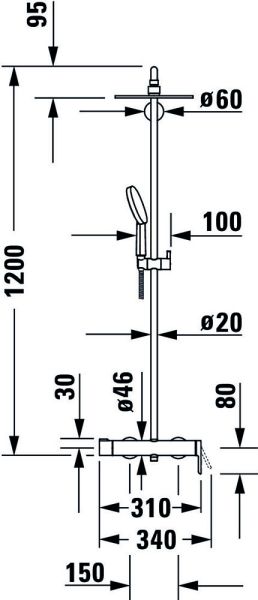 Duravit C.1 Shower System/Duschsystem mit Brausethermostat, schwarz matt