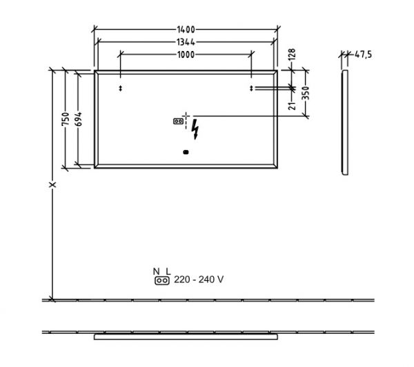 Villeroy&Boch Subway 3.0 LED-Spiegel, mit Sensordimmer, 140x75cm, weiß matt A4631400_1