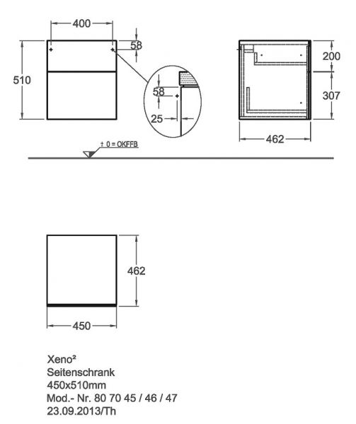 Geberit Xeno² Seitenschrank mit 2 Schubladen, 45x51cm