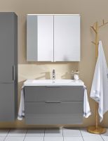 Vorschau: Burgbad Eqio Badmöbel-Set 93cm, Spiegelschrank, Keramik-Waschtisch und WT-Unterschrank